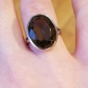Smoky Topaz and Sterling Silver size 5 ring